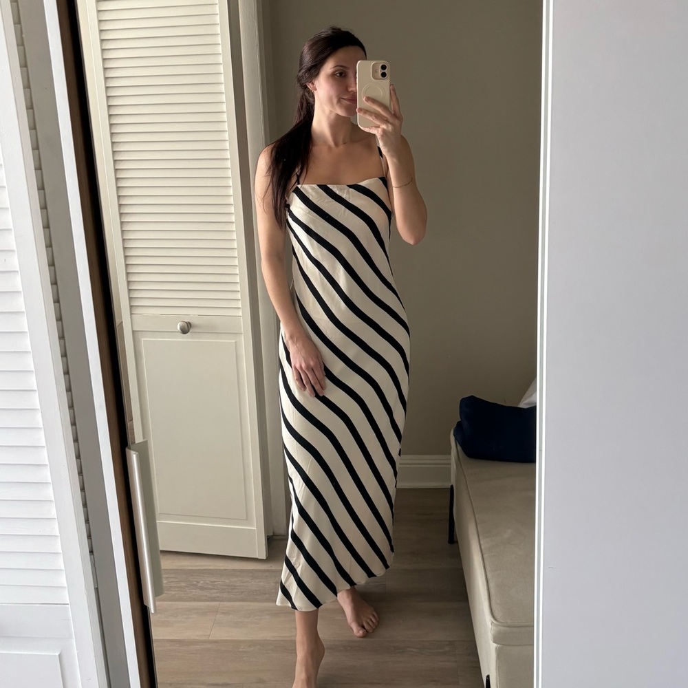 Elegant Black and White Striped Dress
